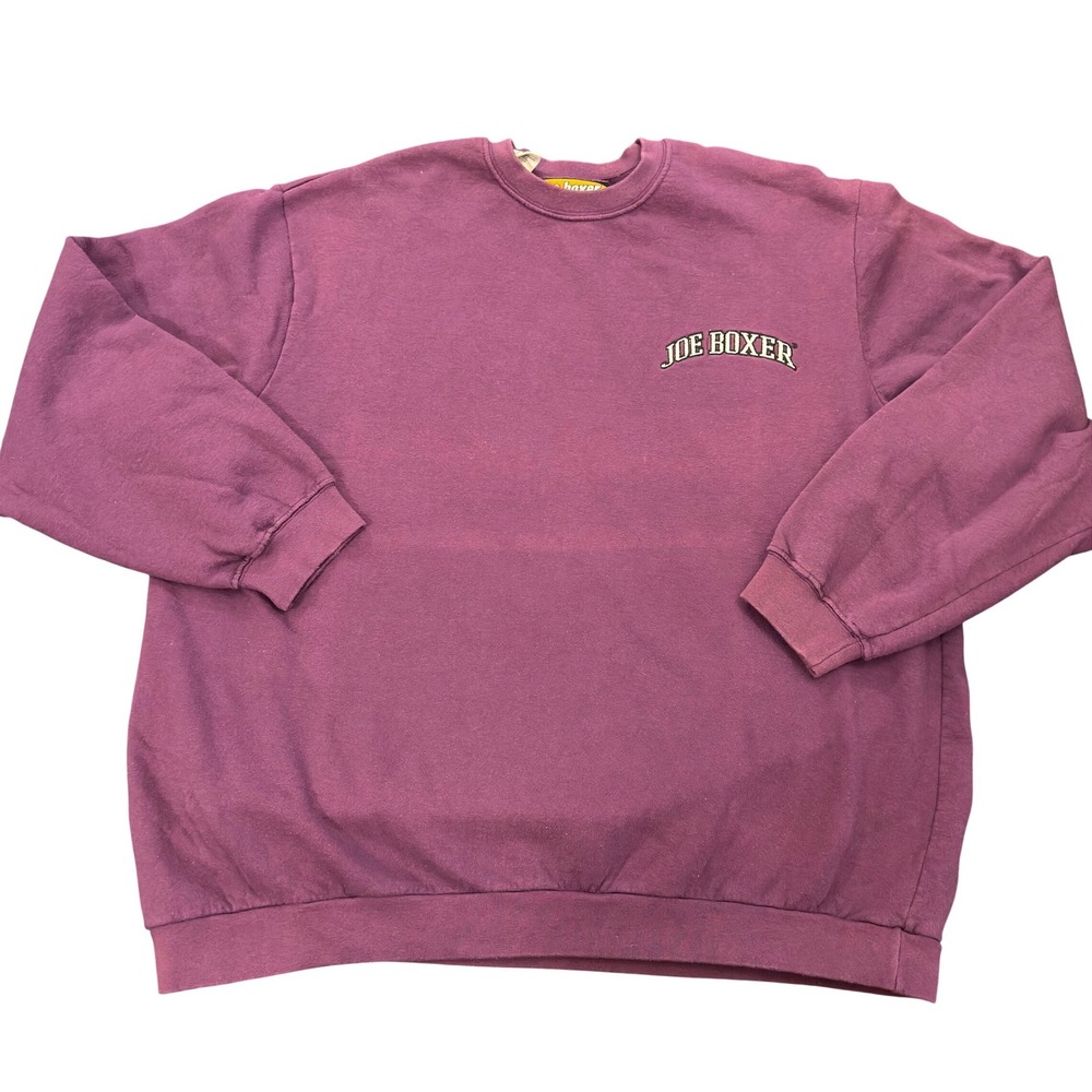 Joe Boxer Mens XL Sweatshirt Purple Crewneck 90s Embroidered Logo Vintage Fleece